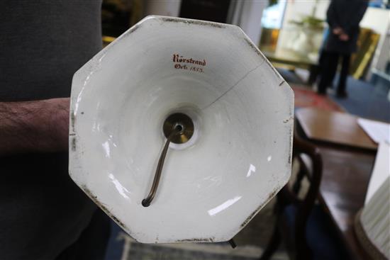 A large Rorstrand pottery vase mounted as a lamp